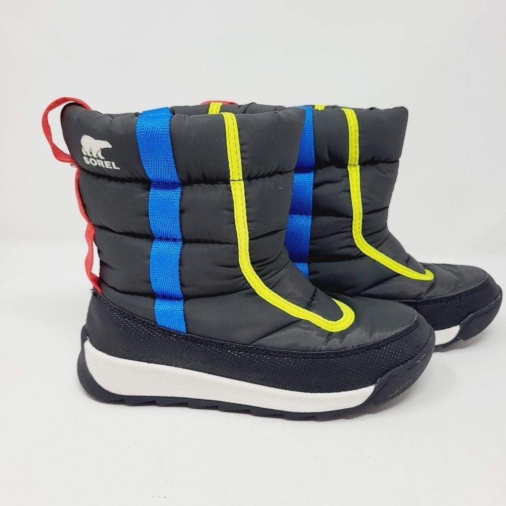 Sorel Children's Whitney II Puffy Mid Boot Winter Snow Black Yellow Kids Size 12 - Picture 3 of 9